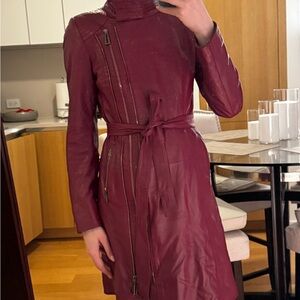 Women's Burgundy Leather Jacket